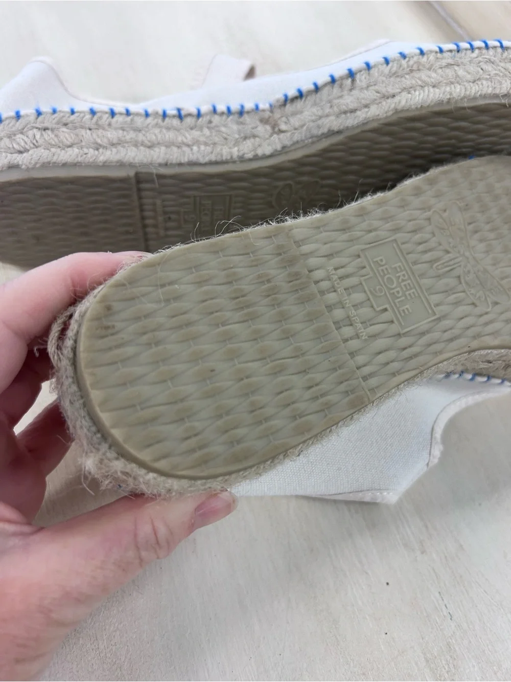 Free People Surfside Mary Jane Espadrille Size 8 Natural Blue Accent